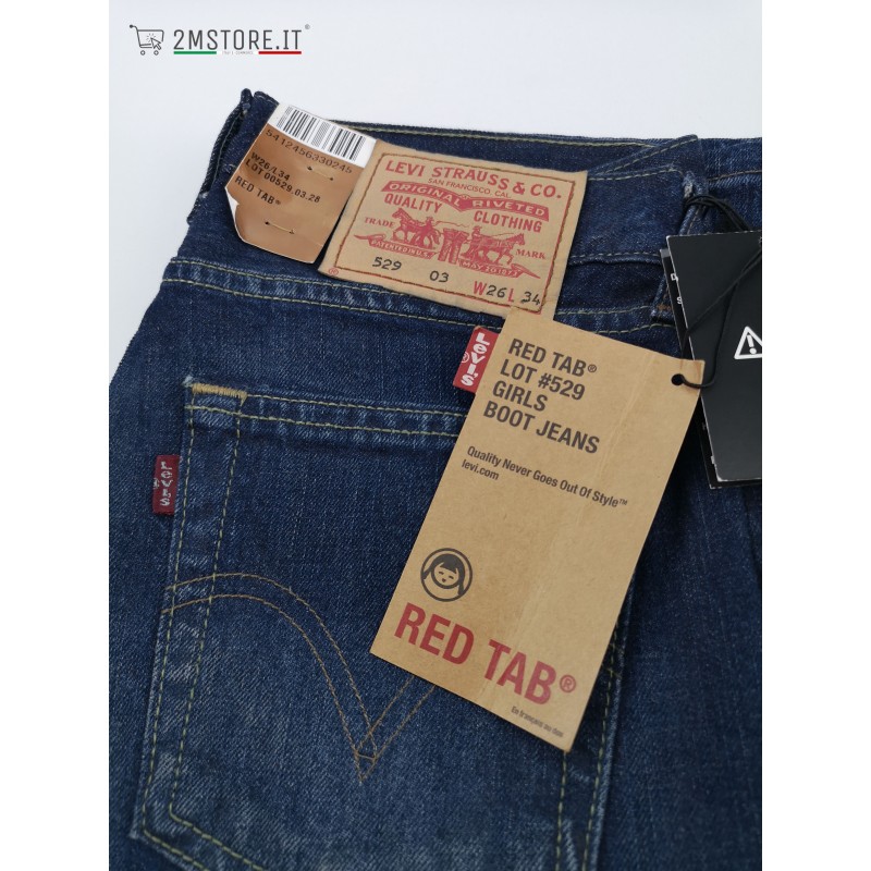 LEVI'S jeans LEVIS 529 RED TAB Washed Dark Blue Regular Fit BOOTCUT Low ...