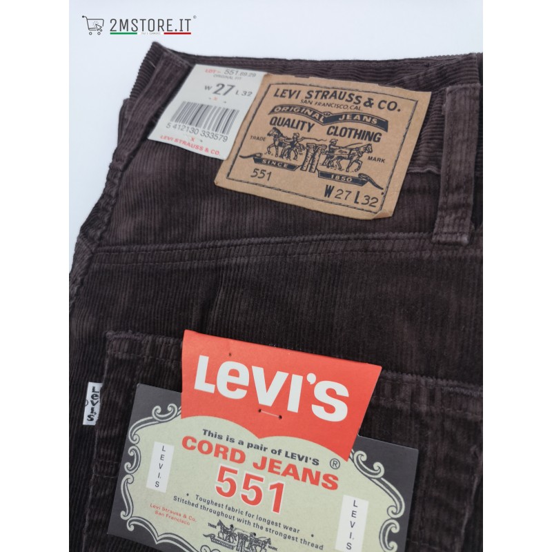 LEVI'S Velvet jeans LEVIS 551 CORD JEANS Brown Regular Fit Straight Leg  VINTAGE