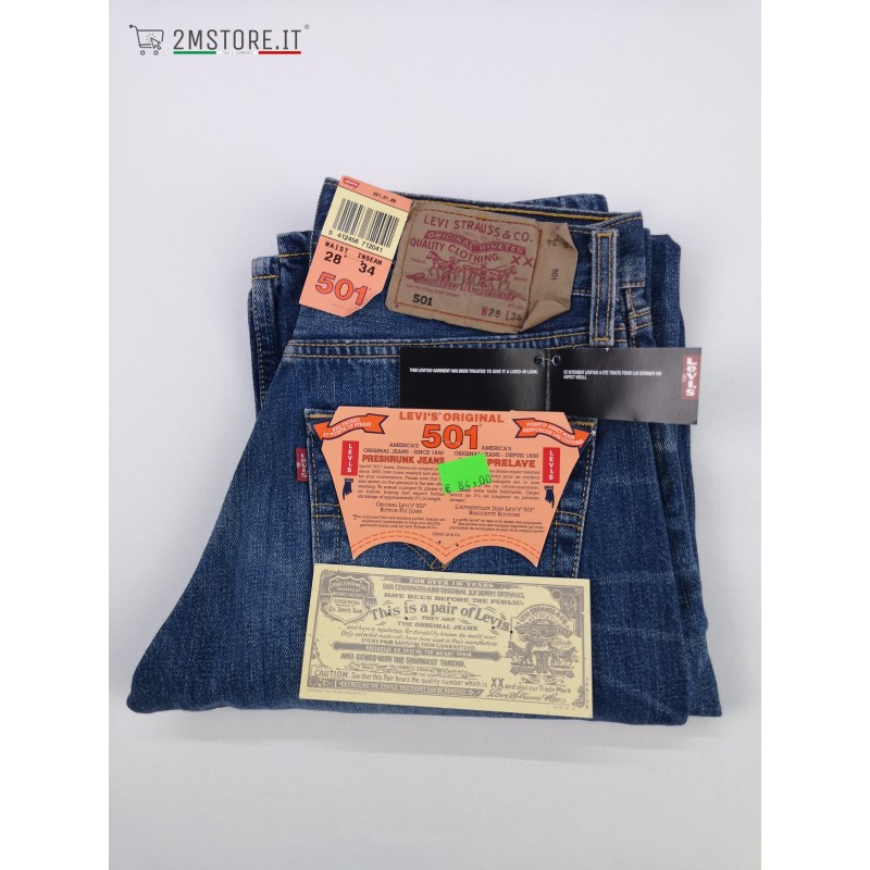 LEVI'S jeans LEVIS 501 Washed Vielli Blue Original Regular Fit Straight  VINTAGE