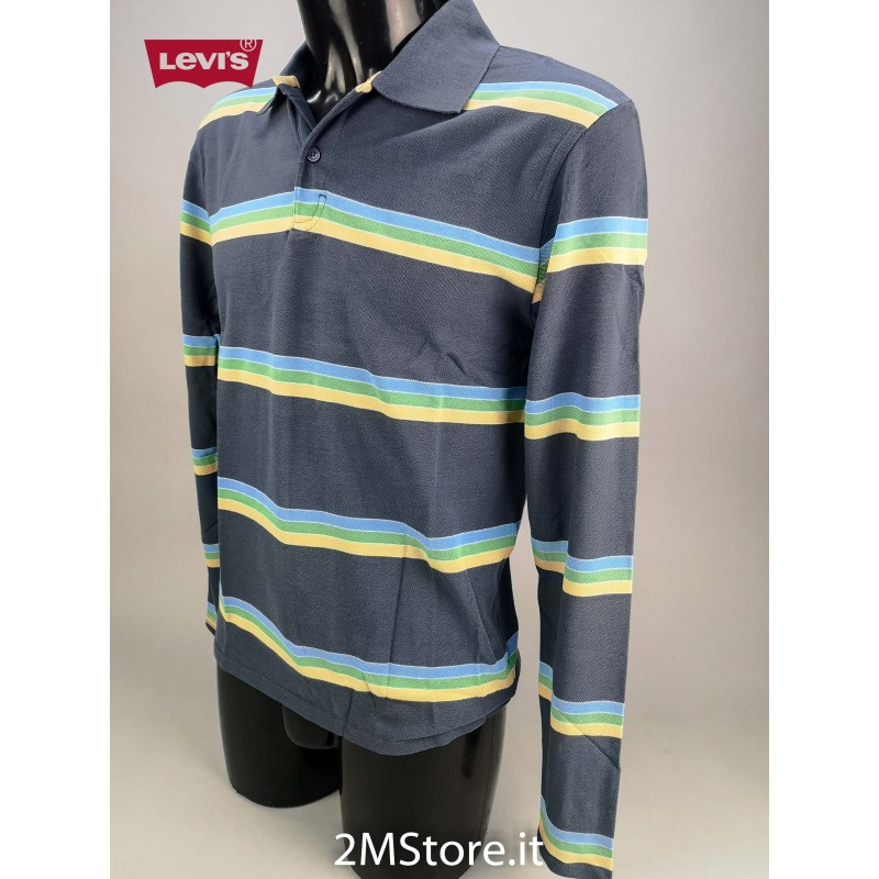 Levi's man polo shirt RED TAB long sleeve 2 colors with striped pattern  100% cotton