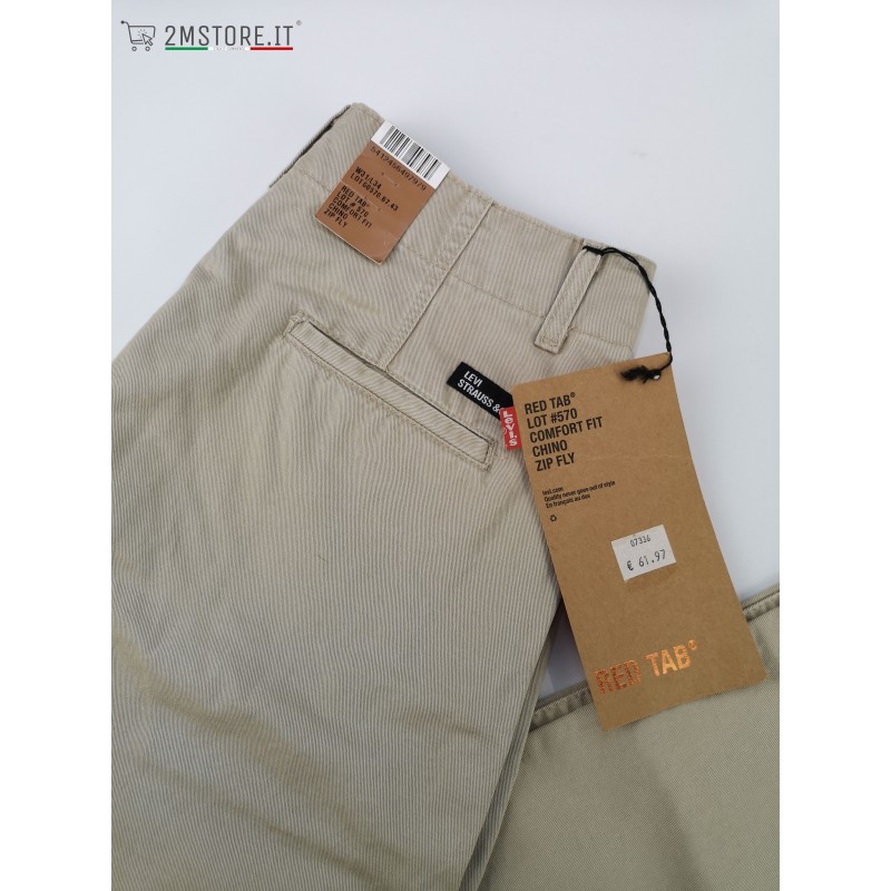 LEVIS Trousers LEVI'S CHINOS RED TAB 570 Beige Comfort Fit ORIGINAL VINTAGE