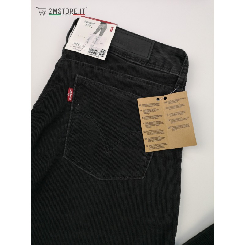 LEVI'S Velvet jeans LEVIS 570 Black STANDARD FIT Straight Leg LOW WAIST  VINTAGE