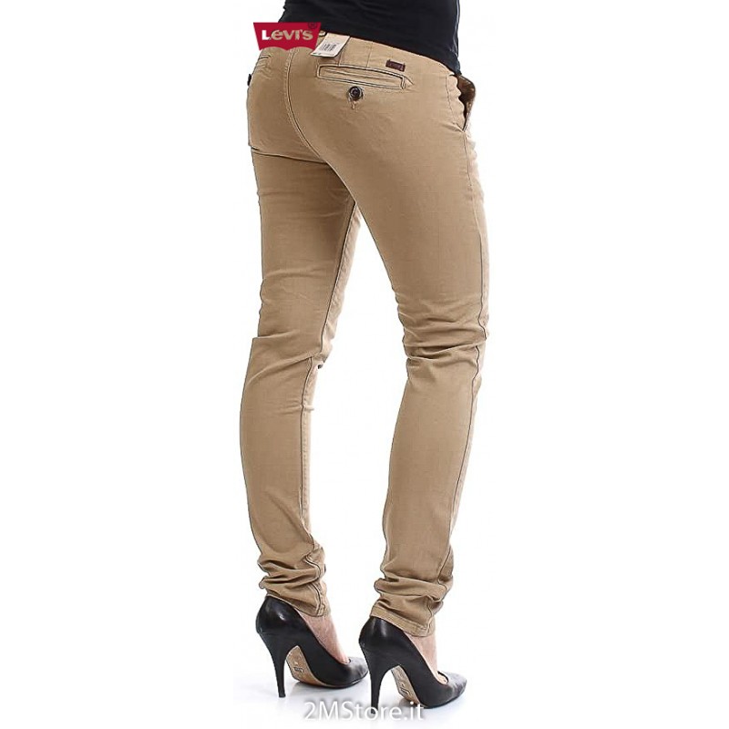 LEVI'S jeans LEVIS SKINNY CHINO Woman 15450-002 ORIGINAL Khaki Beige STRETCH